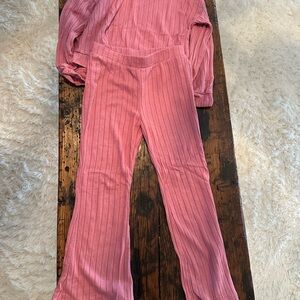 Pink Ribbed Two-Piece Set